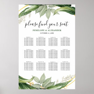 Poster Plano de Mesa de Assento com Folhas de Verdura Bot