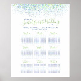 Poster Plano de mesa de casamento abstrato em aquarela az