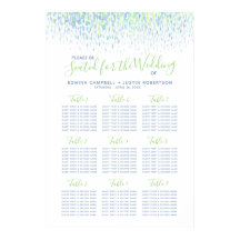 Plano de mesa de casamento azul-verde abstrato