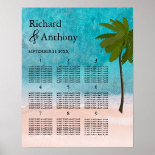 Poster Plano de Mesa de Casamento de Palmeiras de Ocean B