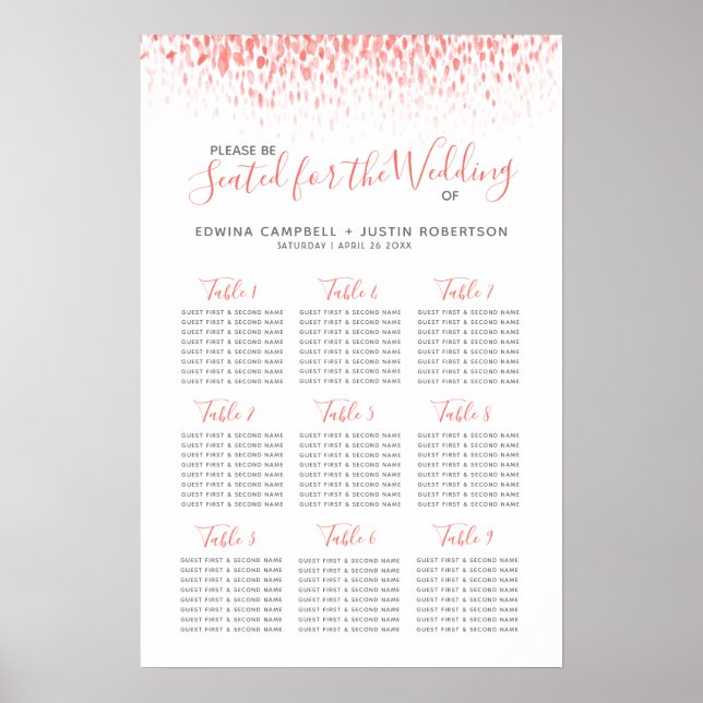 Poster Plano de mesa de casamento em arte abstrata em aqu (Frente)