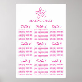Poster Plano de mesa de casamento estrela-do-mar rosa 9