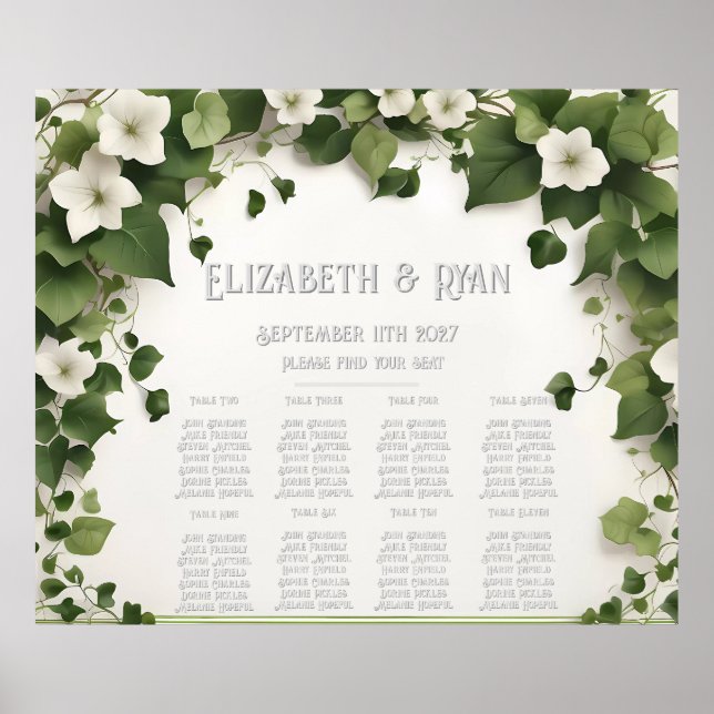 Poster Plano de Mesa e Convites de Casamento Elegantes Iv (Frente)
