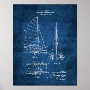 Poster Plano de navegação do veleiro de decor de parede