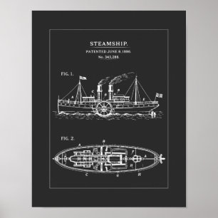 Poster Plano de Navio a Vapor