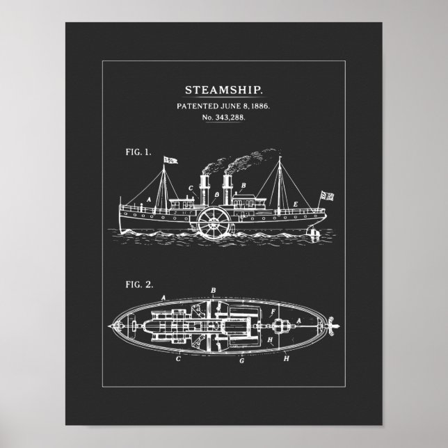 Poster Plano de Navio a Vapor (Frente)