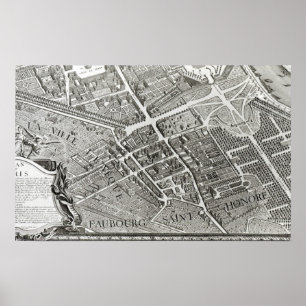 Poster Plano de Paris, conhecido como 'o Plano de Turgot'