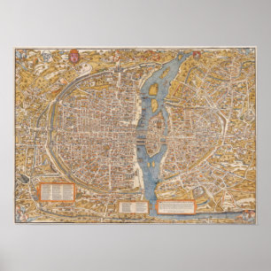 Pôster Plano de Paris por Truschet e Hoyau Circa 1550