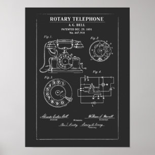 Poster Plano de Patente de Telefone Rotativo