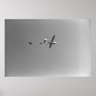 Poster Plano de salto dos Paraquedistas Pretos e Brancos 