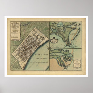 Pôster Plano do mapa 1759 de Nova Orleães