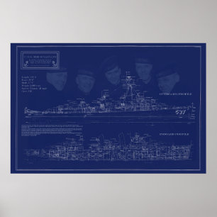 Poster Plano do Navio USS The Sullivans