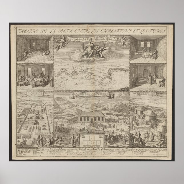 Poster Plano do Tratado de Karlowitz de 1699, Mapa da Eur (Frente)