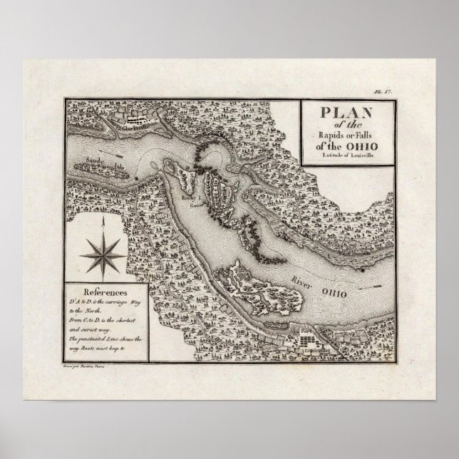 Poster Plano dos Rapids ou Falls of the Ohio (Frente)