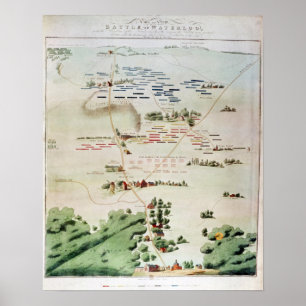 Pôster Plano e ideia da batalha de Waterloo