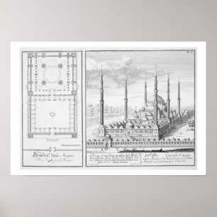 Poster Plano e vista da mesquita azul (1609-16),