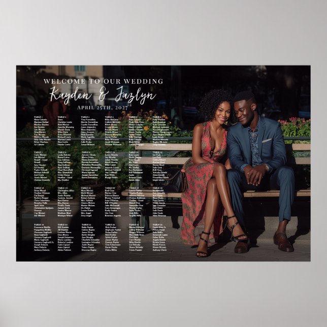 Poster Plano elegante de casamento de fotos (Frente)