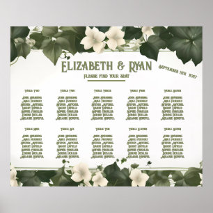 Poster Plano Elegante de Mesa de Casamento de Ivy e Convi