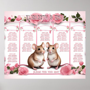 Poster Plano Elegante de Mesa de Casamento Rosa-Rosa