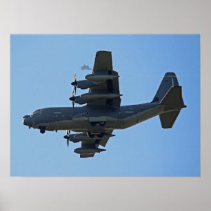 Poster Plano Hércules C-130 com F-35 Silhouette