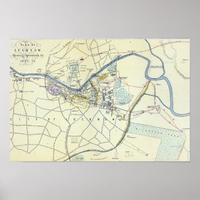 Pôster Plano Lucknow mostrando Operações (Frente)