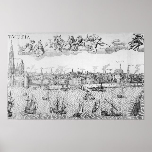 Pôster Plano Municipal de Antuérpia, 1549 (Frente)