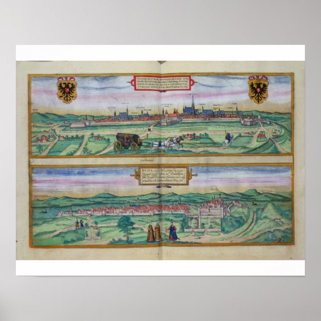 Poster Plano Municipal de Viena e Buda, de Civitates Orbi (Frente)