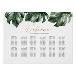 Pôster Planos de casamento tropicais e dourados