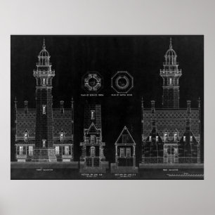 Pôster Planos de Farol de Chalkboard