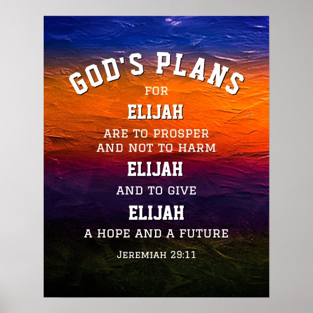 Poster PLANOS DE GODS Personalizados Jeremiah 29:11 Chris (Frente)