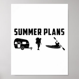 Poster Planos de Verão Vá Acampar Hiking E Caiaque Caiaqu