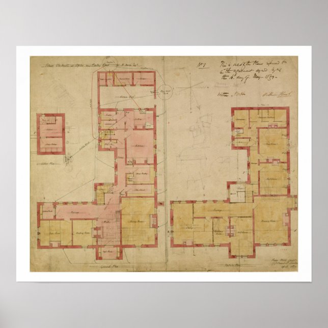 Poster Planos para a Red House, Bexley Heath, 1859 (canet (Frente)