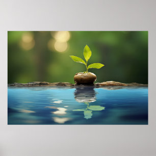 Poster Planta Água Tranquil Natureza Pacífica