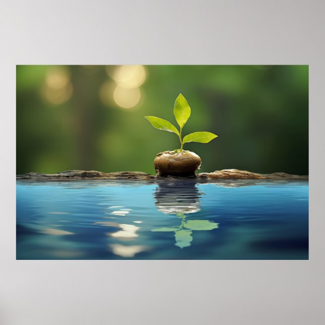Poster Planta Água Tranquil Natureza Pacífica (Frente)