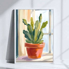 Poster Planta de Cacto | Aquarela Botânica Verde