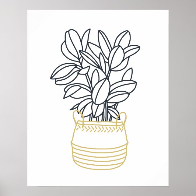 Poster Planta de mostarda Dourada mínima preta (Frente)