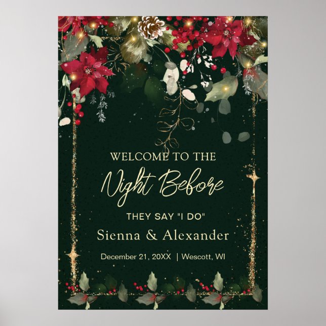 Poster Planta de Natal Azevinho Bem-vindo à Noite Anterio (Frente)