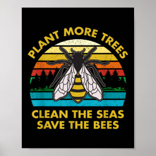 Poster Plantar Mais Árvores Limpar Os Mares Salvar As Abe
