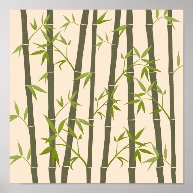Poster Plantas de Bambu Verde Natural (Frente)