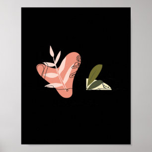Poster Plantas de Ioga Café Arte de Linha Minimalista Mul