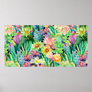 Poster Plantas de sucata e padrão de jardim de cacto