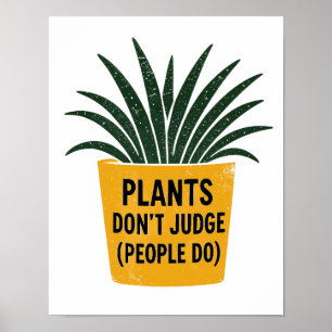 Poster Plantas Divertidas Não Julgam Carimbo de Tinta Vin