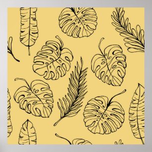 Poster Plantas-padrão Folha de florestas tropicais e Mons
