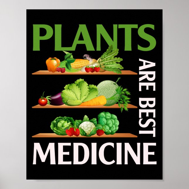 Poster Plantas São A Melhor Medicina Vegan Planta De Comi (Frente)