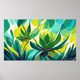 Poster Plantas sucessivas em verde e amarelo
