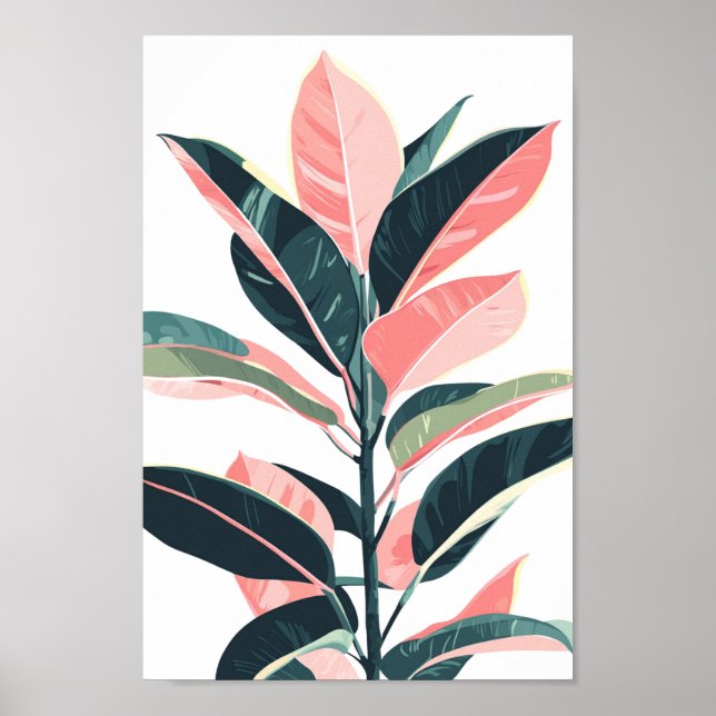 Poster Plante en caoutchouc rose et verte 🌿🌸 (Frente)
