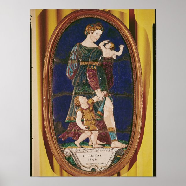 Poster Plaque depicting Charity, Limousin, 1559 (Frente)