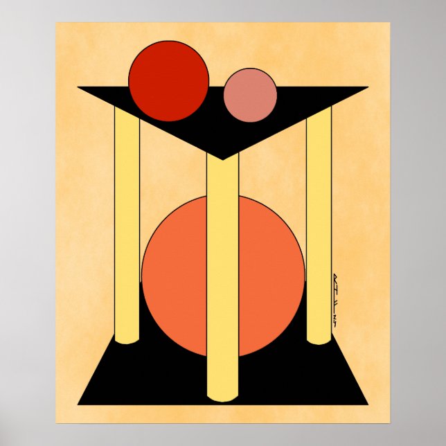 Poster Plataformas, pilares e círculos de abstrato (Frente)
