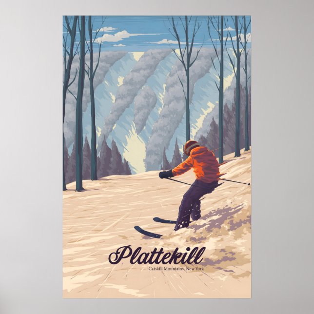 Poster Plattekill Montanhas Catskill NY EUA Estação de Es (Frente)
