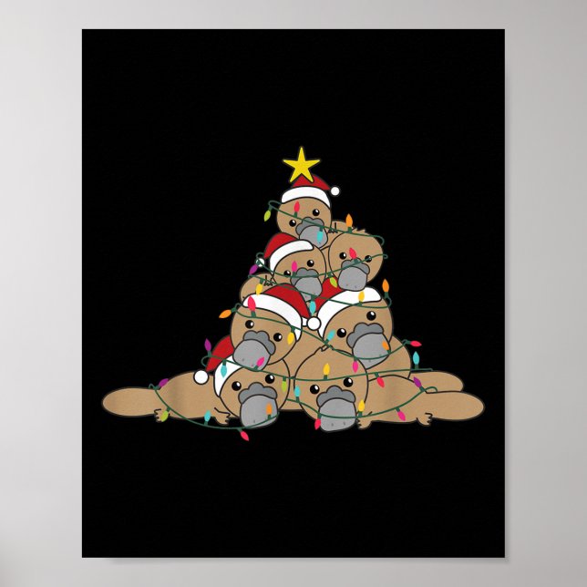 Poster Platypus Christmas Tree Funny Christmas Animals  (Frente)
